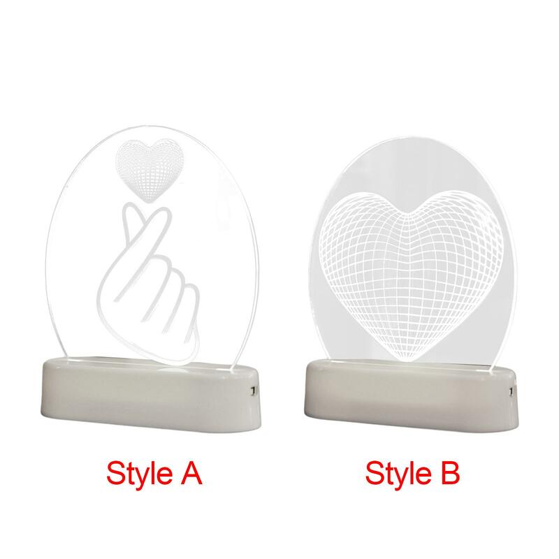 Valentine's Day Night Light Lantern 3D Heart LED Neon Lamp Sign Valentines Day Gifts Kids Room Decoration for Party Festival