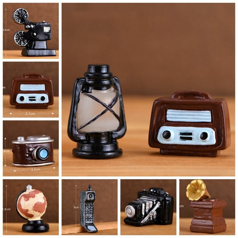 Miniatura Boneca Casas Figura, Estatueta Retro Nostálgica, Mini Retro Camera Miniaturas Modelo, Resina Dollhouse Ornamentos