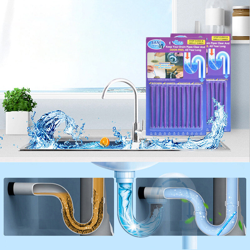 12/set bastoncini per la decontaminazione dell'olio da cucina wc vasca da bagno detergente per scarichi asta per la pulizia delle fognature comodi accessori per utensili da cucina