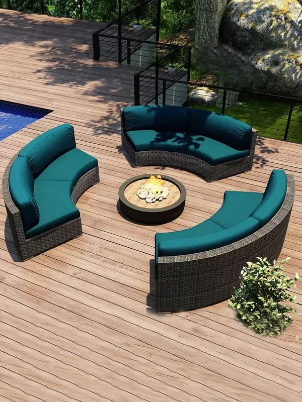 Sofa rattanowa połączenie pokoju rekreacyjnego na dziedzińcu mieszkanie na świeżym powietrzu spersonalizowane półkoliste łuki krzesło rattanowe meble ogrodowe