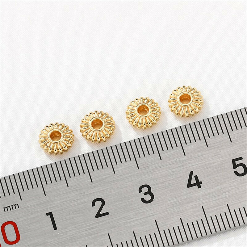 Perline rotonde piatte a forma di crisantemo avvolte in oro 14K separate bracciali fatti a mano fai da te copricapo materiali accessori L120