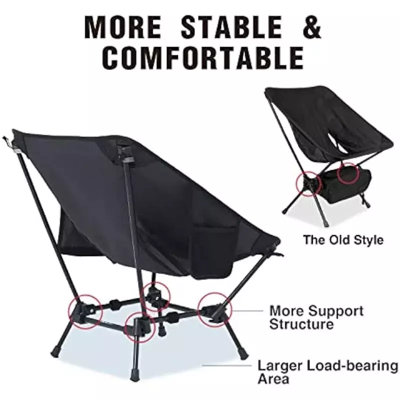 Portátil dobrável ultraleve acampamento cadeira com saco de transporte, cadeira dobrável ao ar livre, acessórios de acampamento, 2 Pack