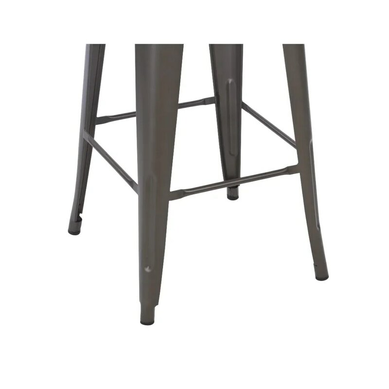 30inch Stackable Metal Stool, Set of 4, Include 4 Stools Gunmetal Color, Backless Style