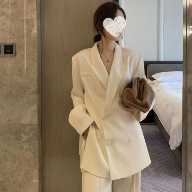 Frauen Blazer solide fortschritt liche Zweireiher Temperament Taschen Langarm koreanischen Stil Dame Freizeit klassische Outwear stilvoll