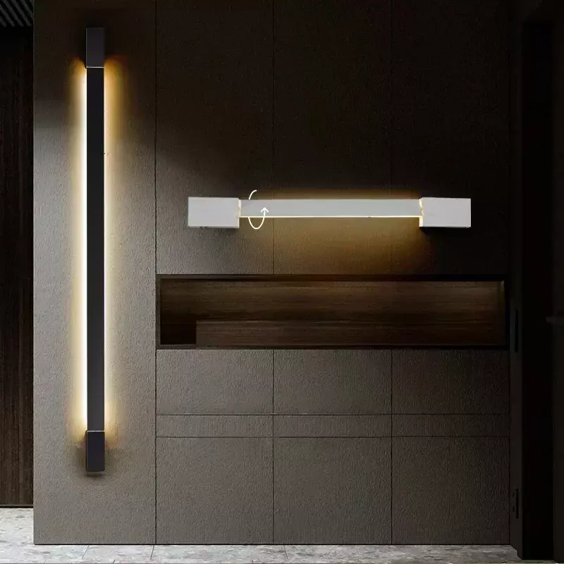 현대적인 미니멀리즘 디자인 벽 램프, 북유럽 알루미늄, 긴 회전 LED 조명, 실내 거실 레스토랑 침실 홈 고정장치