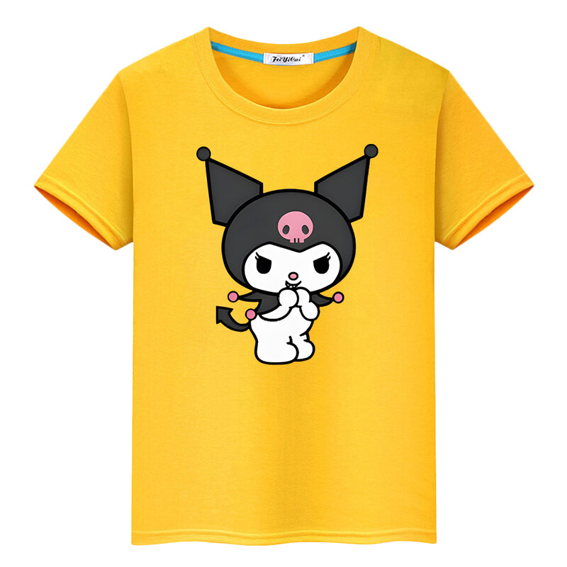 Kulomi Print 100%Cotton T-shirt Anime Tees boys girl clothes Cute Tops Summer Sanrio Short pride tshirt y2k one piece kids gift
