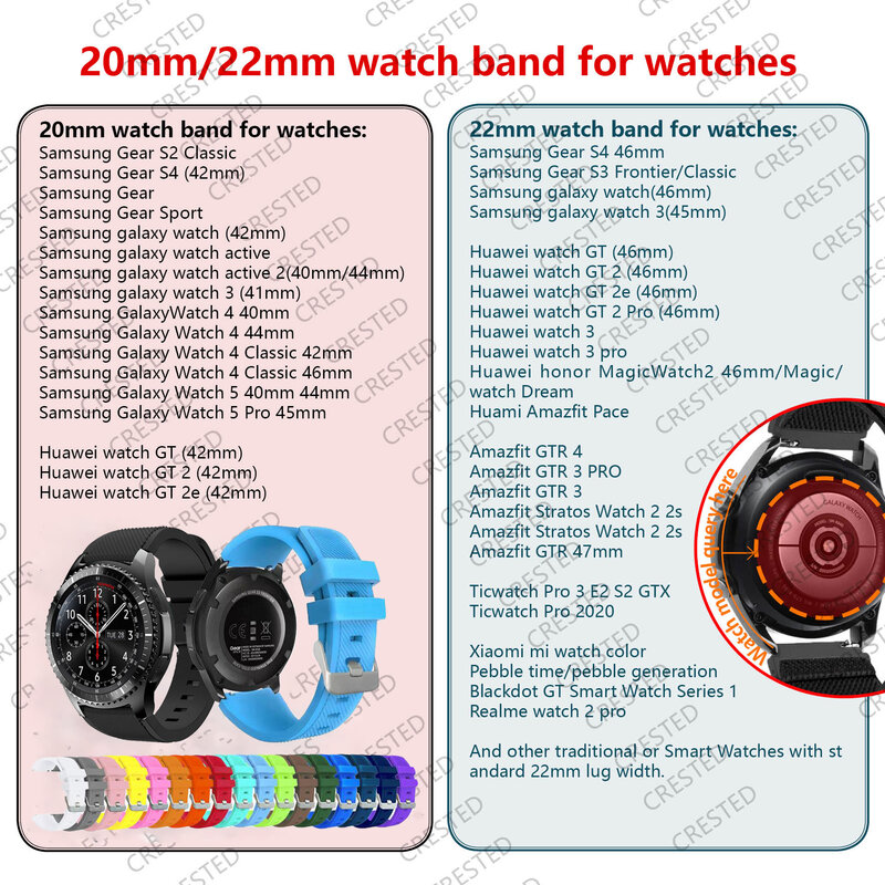 Bracelet en silicone pour Samsung Galaxy Watch 4, 20mm, 22mm, 44mm, 40mm, 5 Pro Active 2, Gear S3, Huawei Watch Gt2, 3, 2e Band
