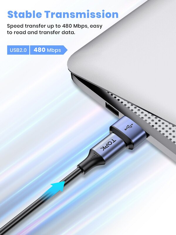 TOPK AT13 USB C-USB 수 어댑터, USB 암 (C타입)-USB 2.0 수 (USB-A) 고속 충전 및 데이터 동기화 OTG 어댑터 커넥터