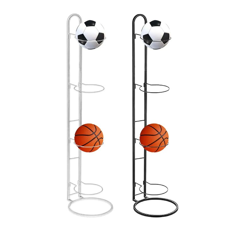 Basketball Storage Shelf Iron Volleyball Stand Holder Space 4 Tier Ball Rack