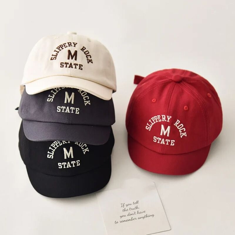 韓国の手紙刺繍入り野球帽、調節可能なピーク付き帽子、単色、綿、赤ちゃん、男の子、女の子、幼児、子供、夏