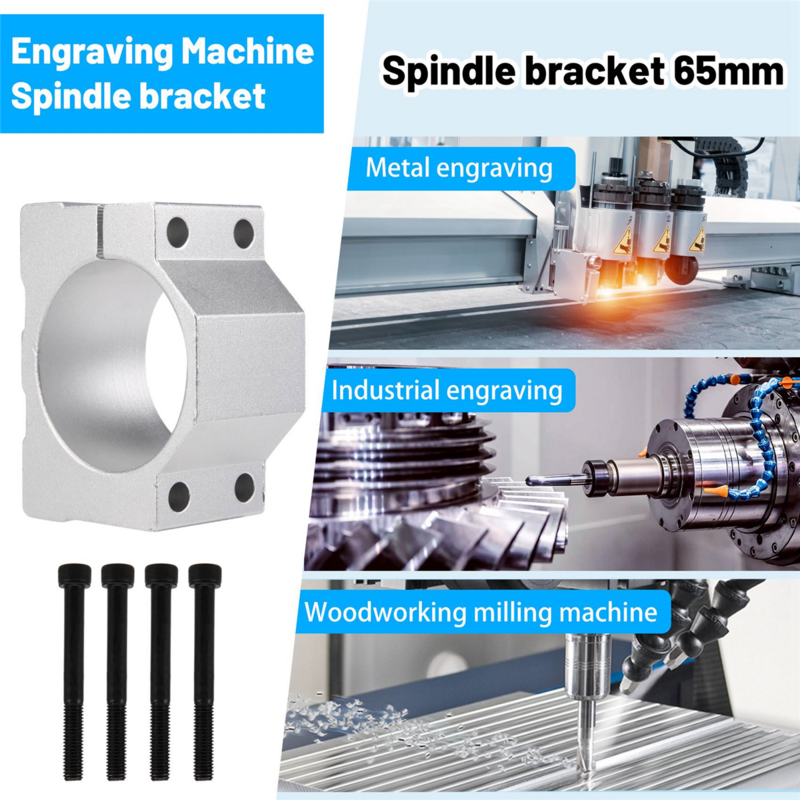 1Pcs Spindle CNC Milling Machine Motor with 4 Screws Spindle Clamp Mounting Bracket 65mm