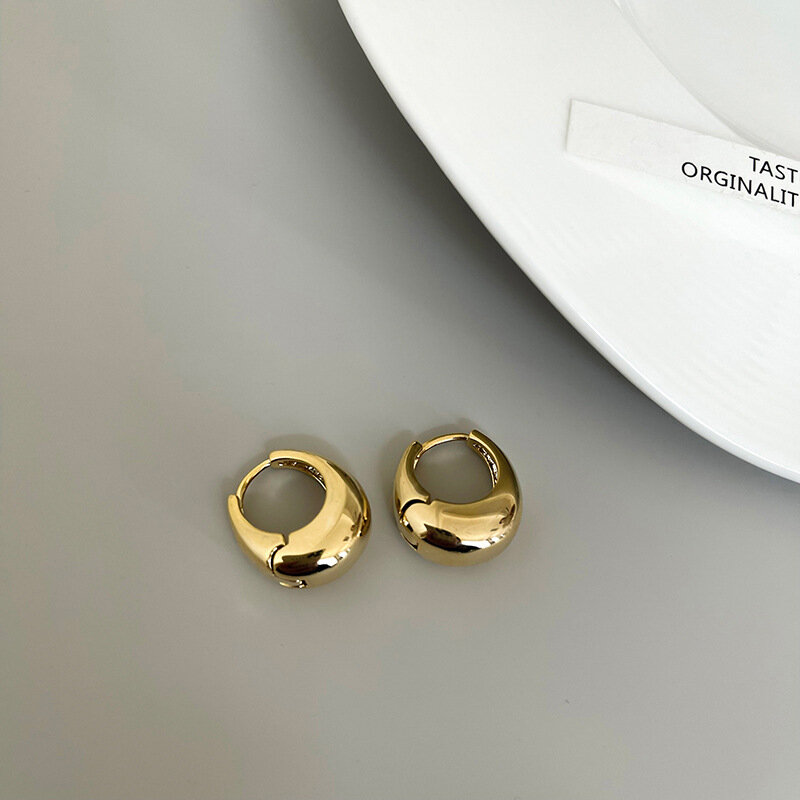 925 srebro Vintage złote okrągłe kolczyki dla kobiet Trendy kolczyki biżuteria zapobieganie alergii akcesoria imprezowe prezent