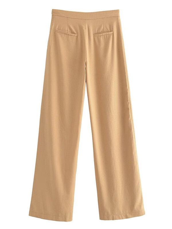 Брюки UCXQ женские с завышенной талией, элегантные Универсальные однотонные уличные прямые штаны с широкими штанинами, весна-лето 2024