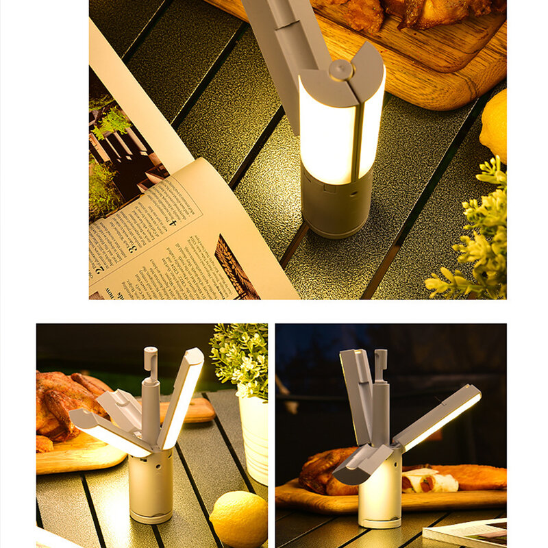 Lampada ricaricabile portatile con luce per tenda con luminosità regolabile per forniture da campeggio in campeggio novità