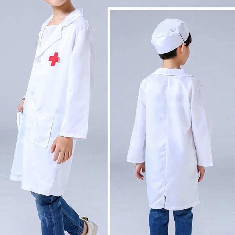 어린이 코스프레 의상, 소년 소녀 의사 간호사 유니폼, 멋진 유아 크리스마스 역할 놀이 의상, 파티복 의사 가운