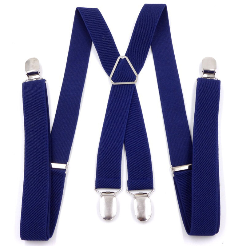 Suspensórios X ajustáveis unissex para homens e mulheres, elásticos, monocromáticos, clipes traseiros nas calças, suspensórios para homens e mulheres