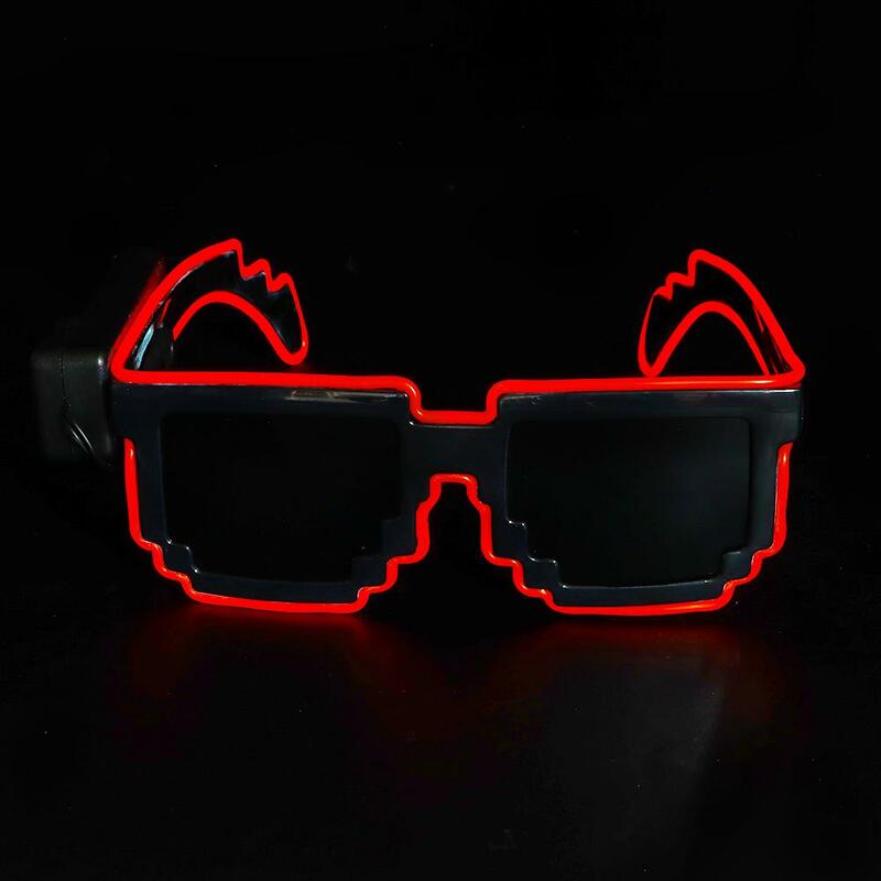 할로윈 크리스마스 생일 모자이크 LED 안경, 무선 네온 파티 나이트 클럽 LED 라이트 업 안경, 어둠 속에서 빛남
