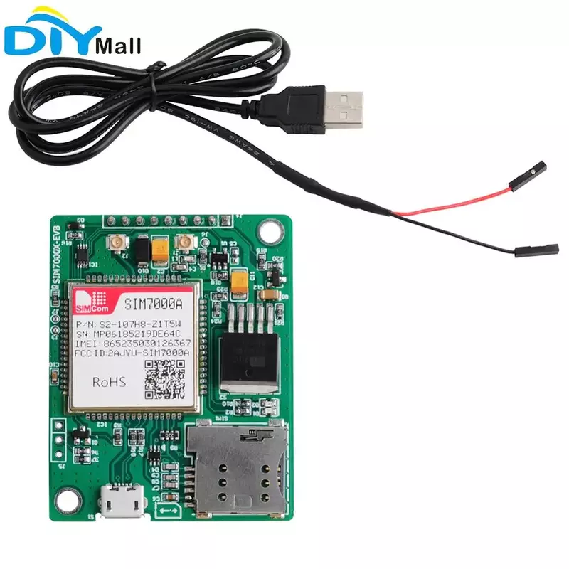 Diysmall 4gカードモジュール、USB to 2.54 Dupontケーブル、simp7000a