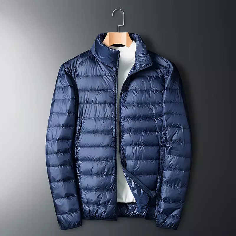 Jesienno-zimowa ultralekka biała kurtka puchowa męska wodoodporna na co dzień przenośna na zewnątrz lekka wyściełana kurtka męskie płaszcze