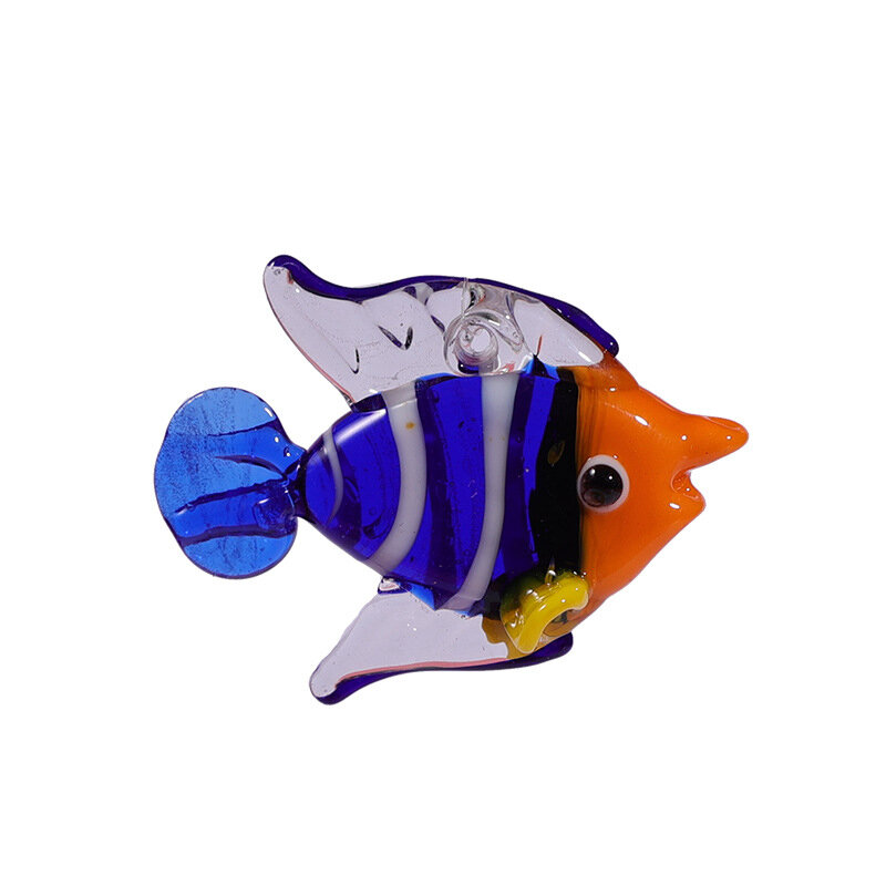 Mini estatuilla colgante de peces tropicales de vidrio flotante, accesorios de decoración de Acuario, estatua pequeña de Animal marino de estilo japonés