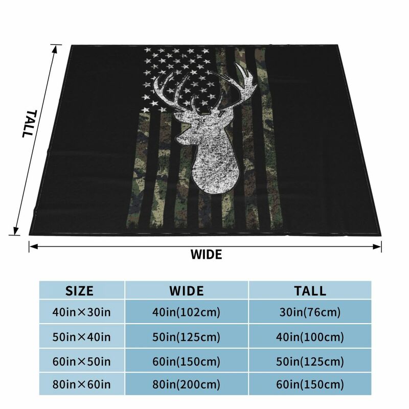 Manta de tiro de bandera de camuflaje Buck de caza de ciervos, manta suave a cuadros, manta de diseñador de lujo, regalos de navidad