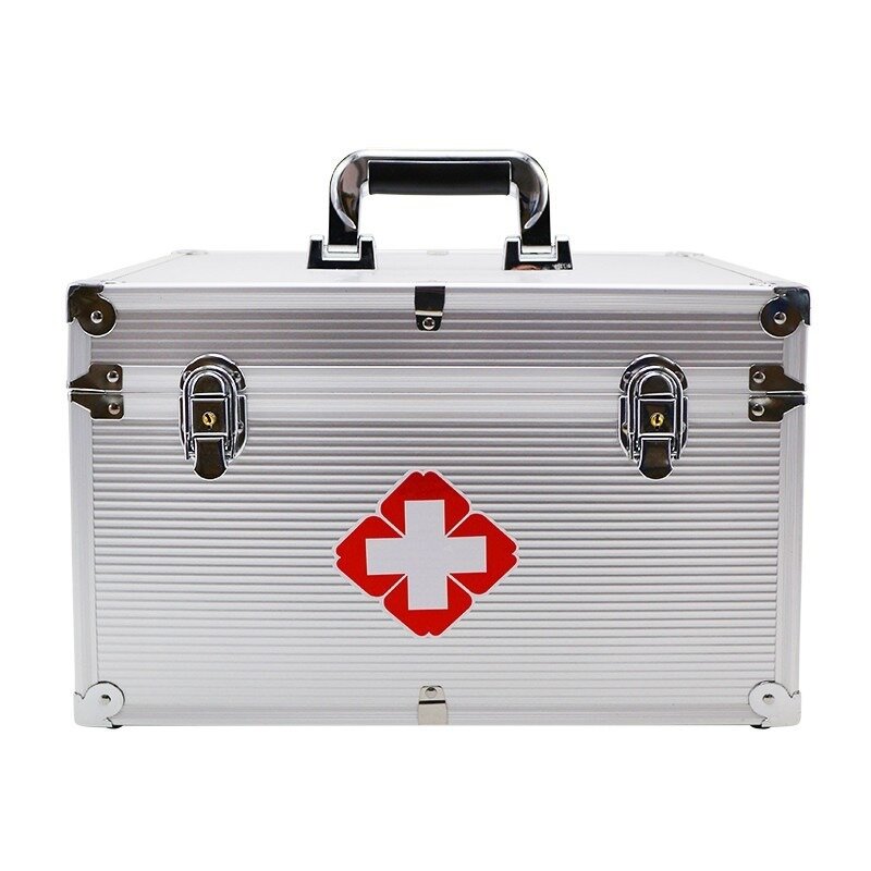 Emergency treatment and storage medicine box for trauma in a large family medical kit