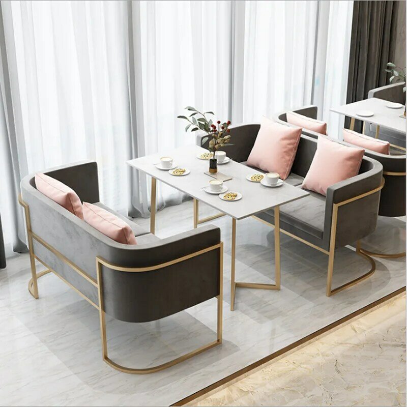 Murah komersial modern mewah makan pink kedai kopi cafe restaurant bar furniture booth kursi sofa dan meja Set