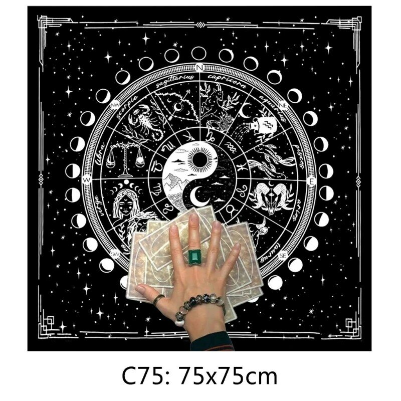 Nappe Divination 77HC, 12 Constellations, cartes Tarot, tissu d'autel