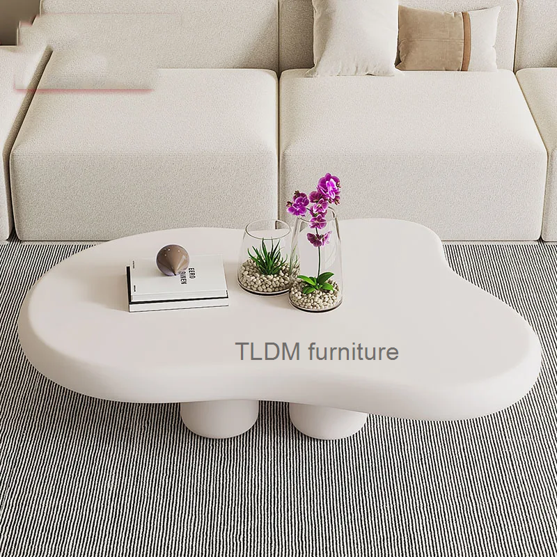 Mesas de café nórdicas minimalistas brancas, decoração de interiores, quarto e sala, design luxuoso