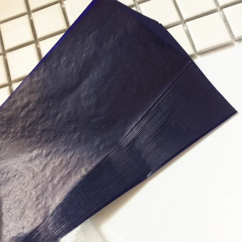 Papel carbono fino dupla face azul, 48K, papel de transferência, papéis de rastreamento, desenho para engenharia e negócios, 50 peças