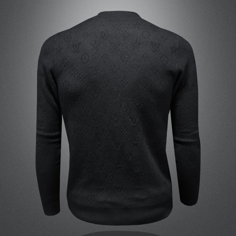 Spring and Autumn Round Neck Men's Pullover Personalized Woolen Sweater Fashion Thickened Mid Neck Slim Fit Knitted Shirt