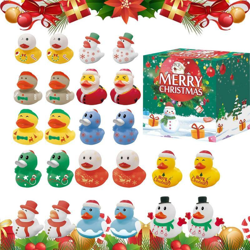 Mainan Natal bebek tema Natal, mainan mandi karet Mini bebek Lembut 24 buah, mainan pesta Natal untuk anak laki-laki dan perempuan