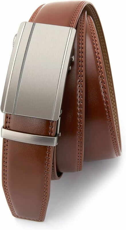 Men's Leather Ratchet Dress Belt Brown cognac