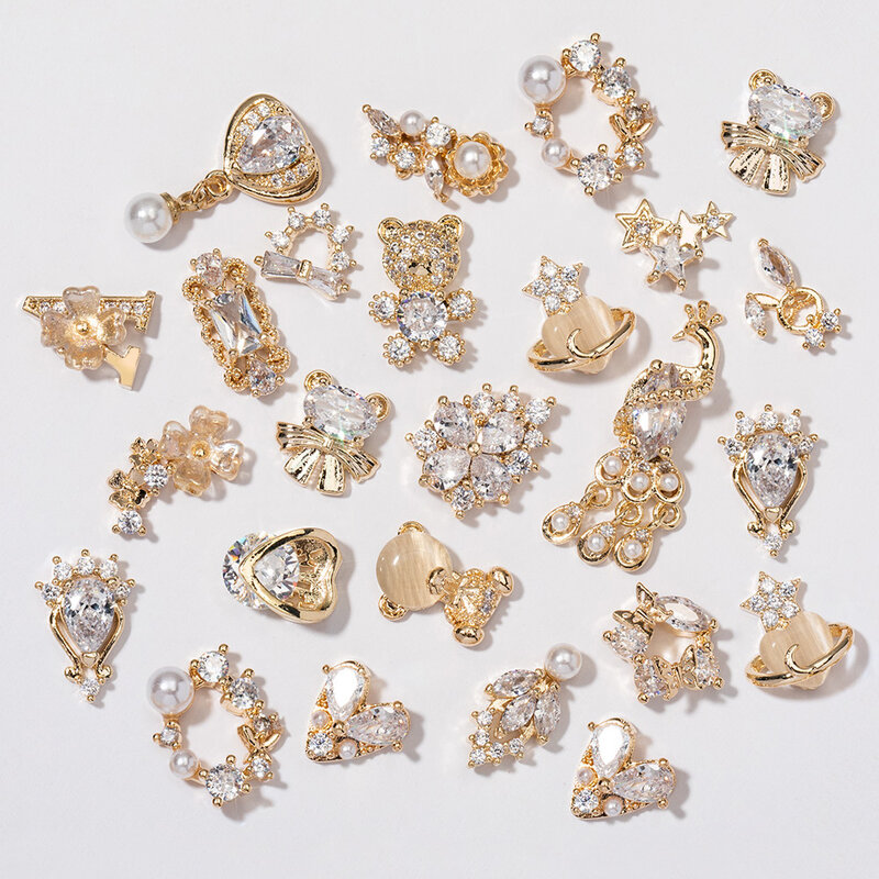 HNUIX-Accesorios de manicura con diamantes de imitación, 2 piezas, para decoración de uñas, con diamantes de circonia, 2022