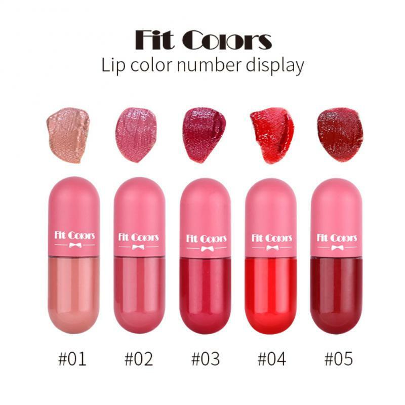 Non-stick Cup Lipstick Mini Pill Lipgloss 5 Colors Moisture Lipstick Capsule Lip Glaze Lips Makeup Soft Mist Lip Gloss Cosmetics