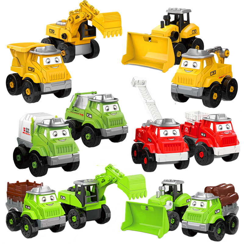 Kinderen Truck Laden Lossen Plastic Diy Truck Speelgoed Assemblage Engineering Auto Set Kinderen Educatief Speelgoed Voor Jongens Geschenken