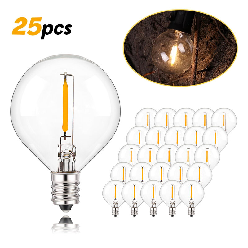 25 pz/lotto all'aperto G40 ha condotto la sostituzione del globo della lampadina della stringa ha condotto le lampadine 220V E12 presa di Base lampadina a incandescenza decorazione del giardino