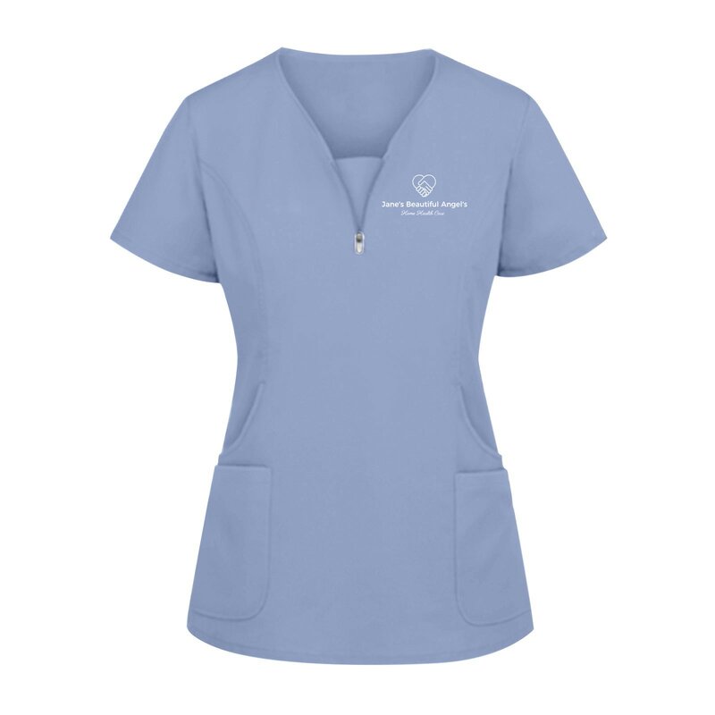 Mulheres decote em v manga curta uniforme de enfermagem, trabalhando uniforme, blusa, Natal Tops, Pet Clínica Scrubs, Festival Print