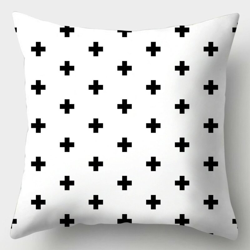 Home Decoratie Zwart-Wit Serie Gedrukt Kussensloop Vierkante Sofa Kussensloop Eenvoudige Kussenhoes