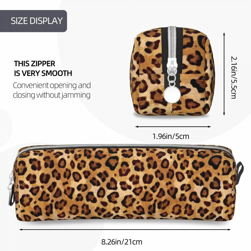 Rustic Texture Leopard Print Pencil Case Fashion Pencil Pouch Pen for Student Big Capacity Bags Office Gifts Stationery