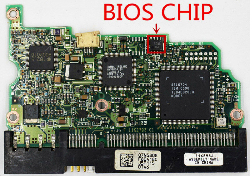 Placa de circuito do disco rígido Hitachi, B 11K2793 01 F 11K2793 01 IC 45L6704, Autocolantes: 07N5808