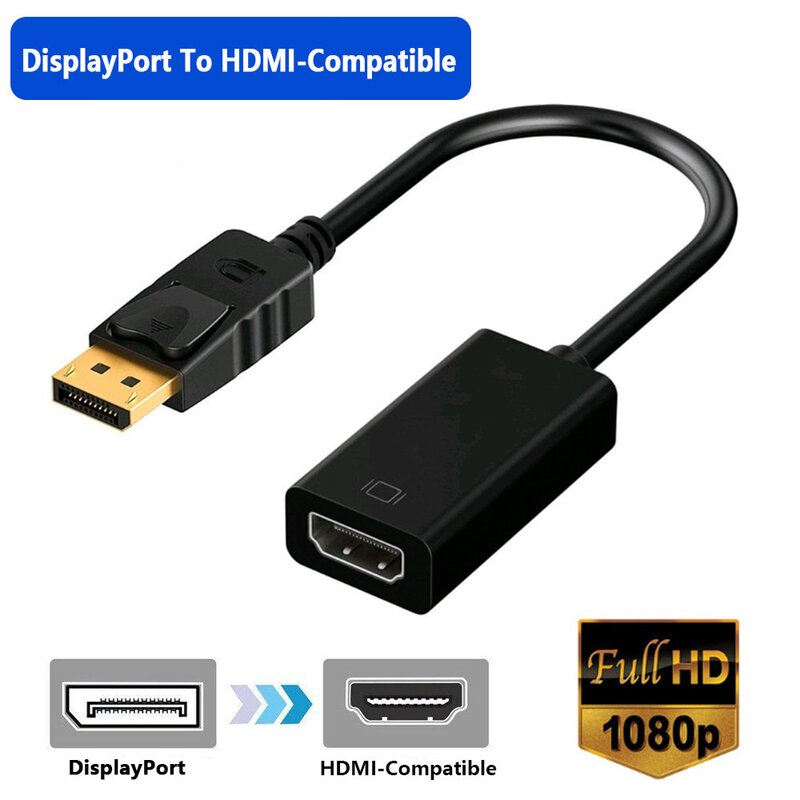 DP DisplayPort Ke HDMI Kompatibel Adaptor HD TV Connecto Converter Video 2K 4K 1080P untuk PC Desktop Laptop TV Monitor Proyektor