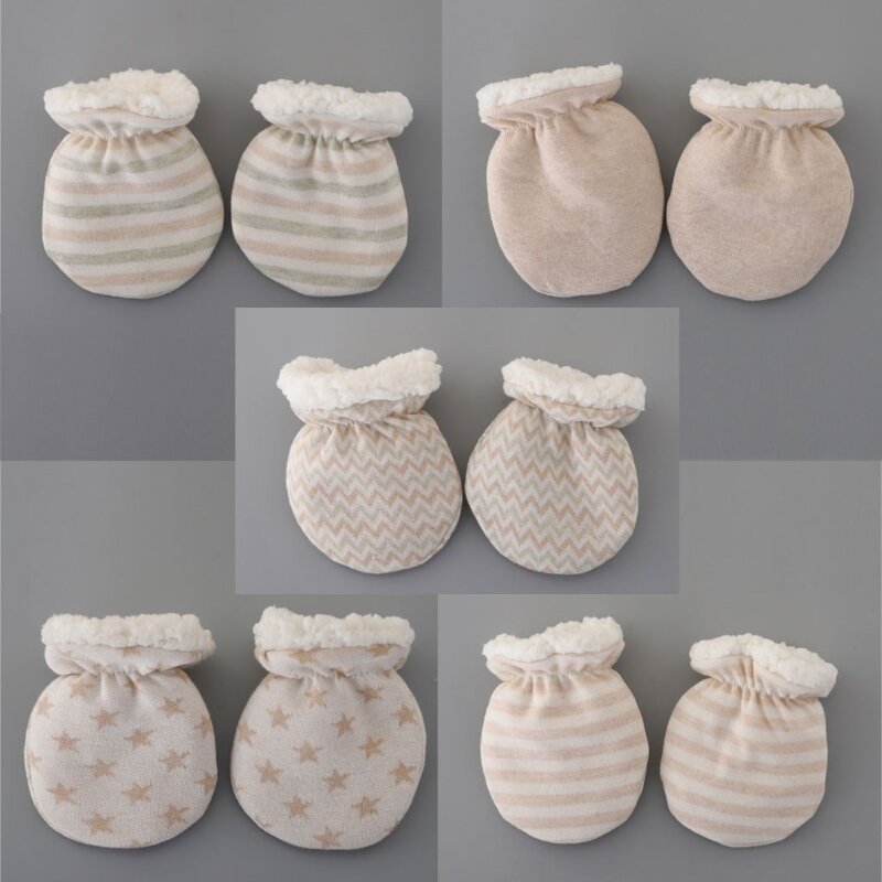 Winter New Born Baby Gloves for Newborns Thick Cotton Baby Anti Scratching Glove Sets for Protection Face Infant Mittens