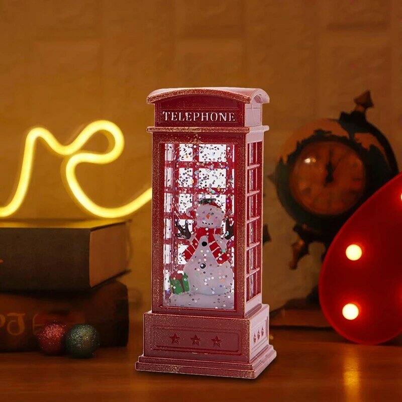 Latarnia bożonarodzeniowa śnieżna latarnia świąteczna błyszcząca śnieżna budka telefoniczna na festiwal dla dzieci