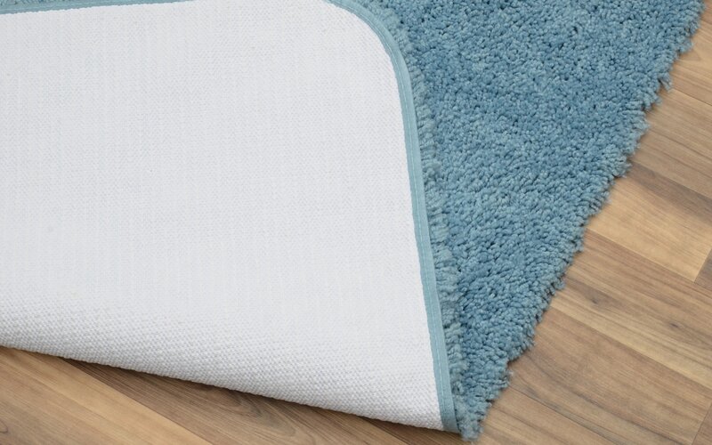 Serendipity 3 Piece Shaggy Nylon Washable Bathroom Rug Set Basin Blue