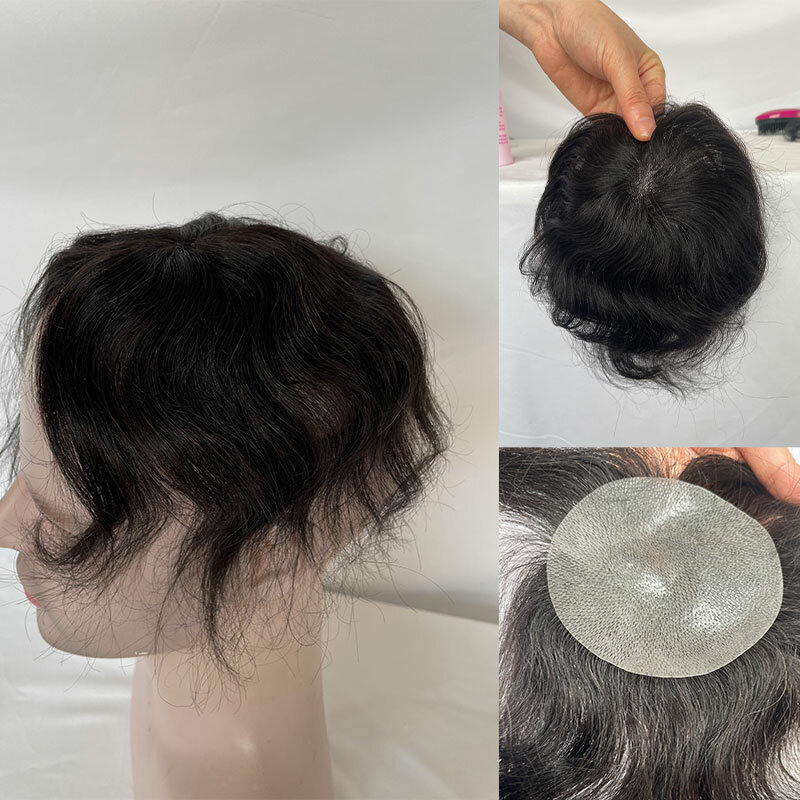 Bald Spot Hair Patch Toupee for Men 8x8cm Full PU Skin Base Cover-up Hair Patches Pieces Human Hair Topper Reaplcement Systems