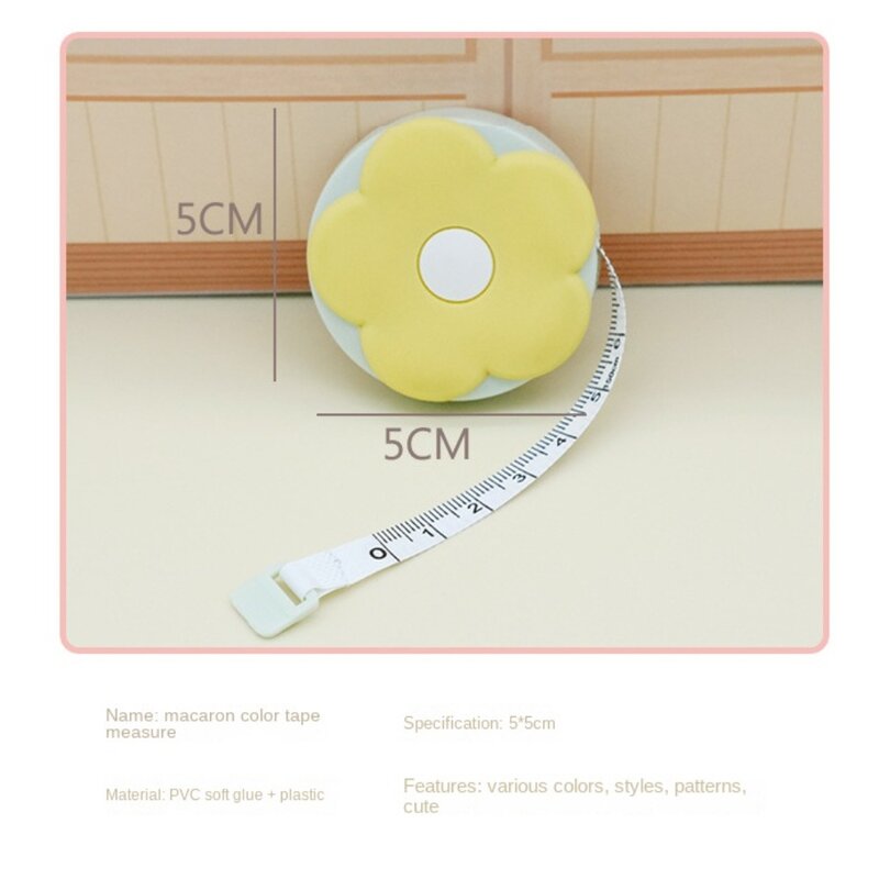 Flexible Mini Tape Measure Mini Tape Meter Soft Portable Cartoon Mini Tape Measure 1.5m Retractable Flower Tape Measure Student