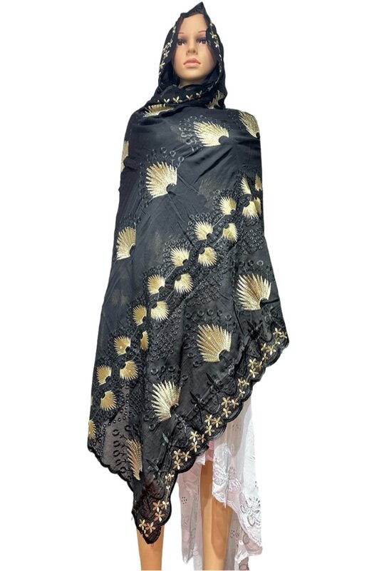 Dubai African Muslim Shawl Wrap Cording Embroidery Scarf  High Quality Hot Sales Muslim Scarf 100% Cotton Big Scarf AfricanWomen