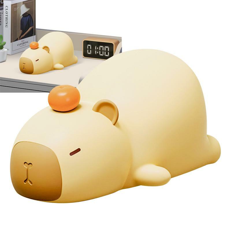 Capybara LED Night Light Lying Capybara LED Squishy Animal Novelty Lamp 7-Color Dimmable Rechargeable Bedside Touch Lamp For