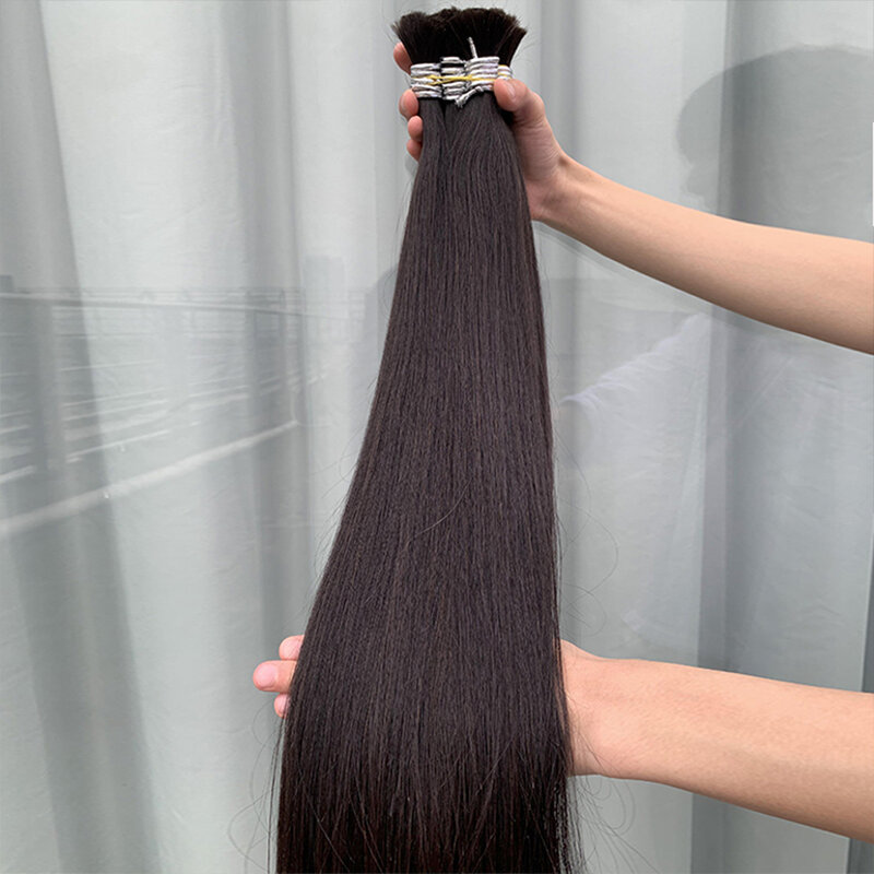 Ludzkie włosy luzem Wietnamskie włosy bez wątku Virgin Remy Proste włosy luzem 100g 100% Prawdziwe naturalne czarne przedłużanie włosów Jasnobrązowy